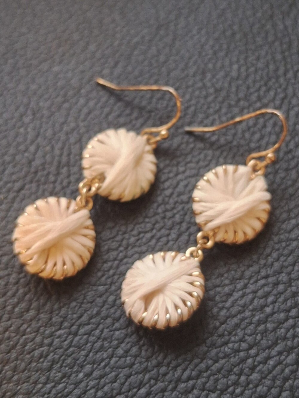 2" Delicate Cream Double-Drop Wire Wrapped Earrings